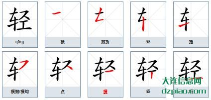 轻组词,谈论轻的笔顺动画,说明轻怎么组词