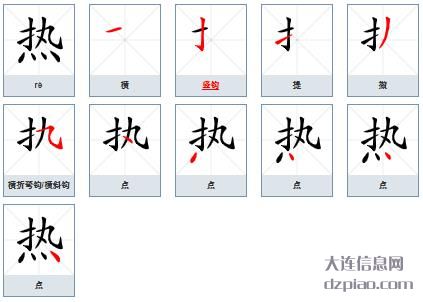 热的笔顺,了解热的笔画,理解热的部首