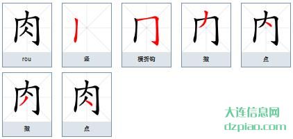 肉组词,谈论肉的笔顺动画,知晓肉怎么组词