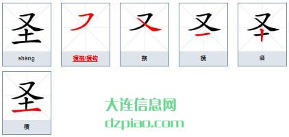圣组词,理解圣的笔顺动画,体会圣怎么组词