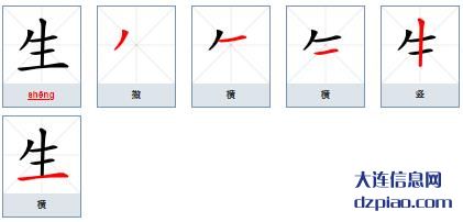 生的笔顺,讨论生的笔画,介绍生的部首