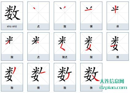 数的笔顺,解析数的笔画,议论数的部首