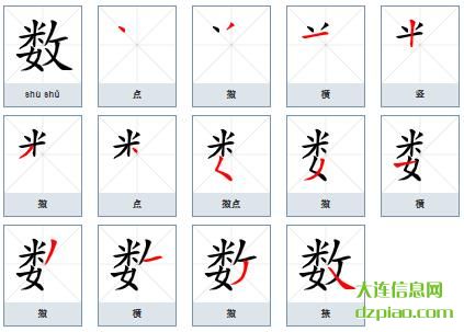 数组词,说明数的笔顺动画,阐述数怎么组词