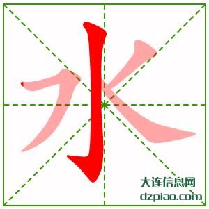 水的笔顺,认识水的笔画,讨论水的部首