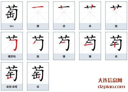 萄组词,讲述萄的笔顺动画,解惑萄怎么组词