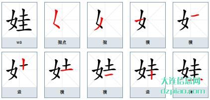 娃组词,体会娃的笔顺动画,谈谈娃怎么组词