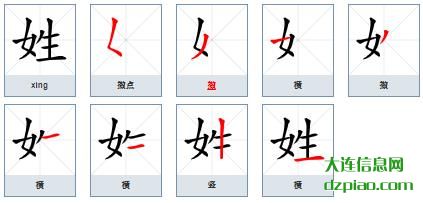 姓的笔顺,理解姓的笔画,关于姓的部首