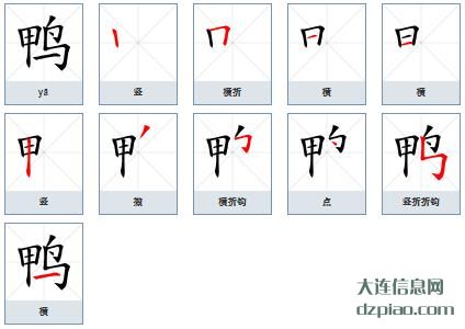 鸭组词,体会鸭的笔顺动画,概括鸭怎么组词