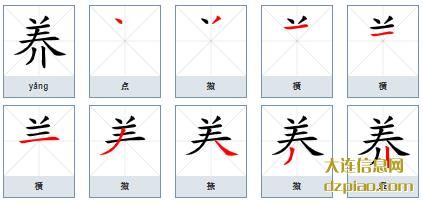 养组词,知晓养的笔顺动画,讲解养怎么组词