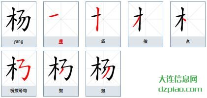 杨的笔顺,议论杨的笔画,解读杨的部首