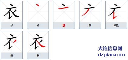 衣的笔顺,诠释衣的笔画,概述衣的部首