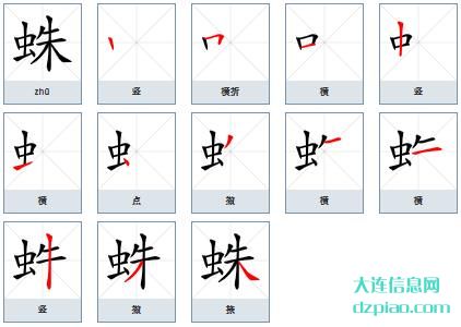 蛛组词,详解蛛的笔顺动画,谈论蛛怎么组词
