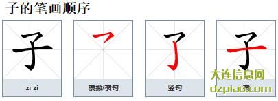 子的笔顺,体会子的笔画,剖析子的部首